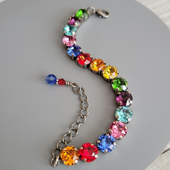 Austrian Crystal Tennis Bracelet in Antique Silver - Picture 6 of 10